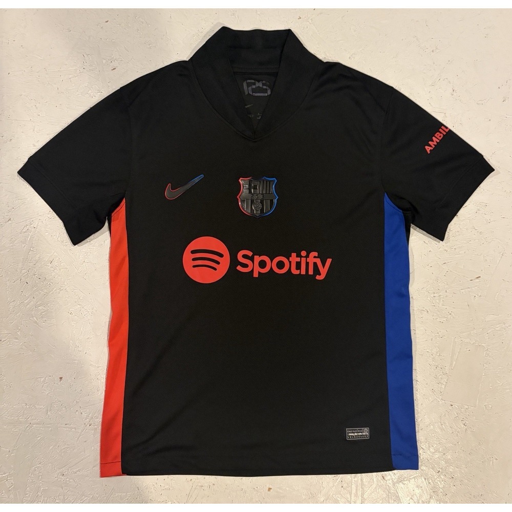 Nike‎ Barcelona 2024/25 Away Soccer Jersey Size Small Collared Black Mens